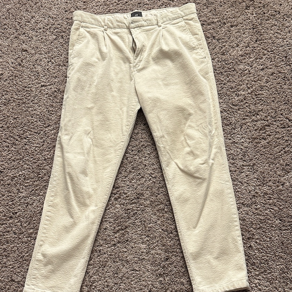 H&M Men's Corduroy Pants in Light Cream